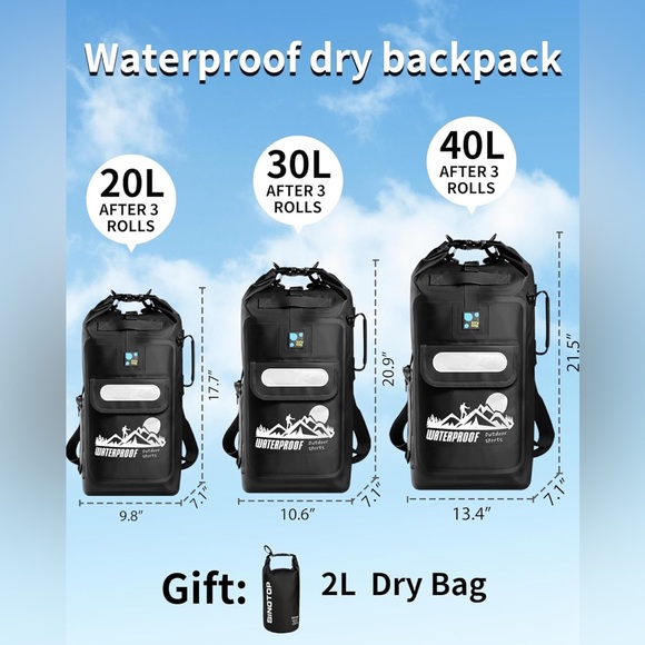 Waterproof Outdoor Sports Bag - Black - Picture 2 of 8